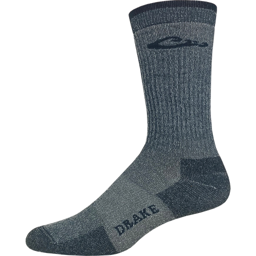 Light Weight Merino Wool Crew Sock with logo, featuring full cushion, arch support, and reinforced heel for comfort and durability, ideal for hunting and outdoor activities.