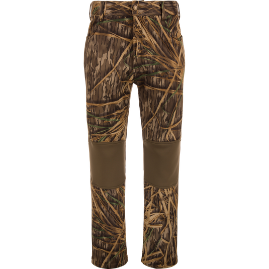 Endurance Jean Cut Wader Pant in camouflage with reinforced knees, featuring adjustable waist, front and rear pockets, and Agion Active X2® technology for scent control.