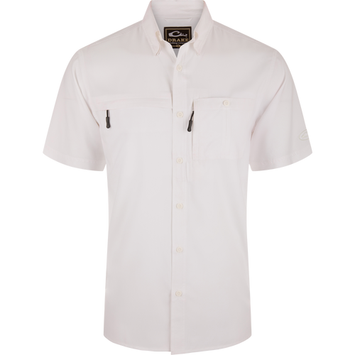 8-Shot Flyweight Shirt with hidden zippers, vented cape back, and split tail hem, showcasing technical features for optimal hunting performance.