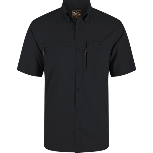 8-Shot Flyweight Shirt with button-down collar, vented cape back, and chest pockets; ideal for hunting with moisture-wicking and UPF30 sun protection features.