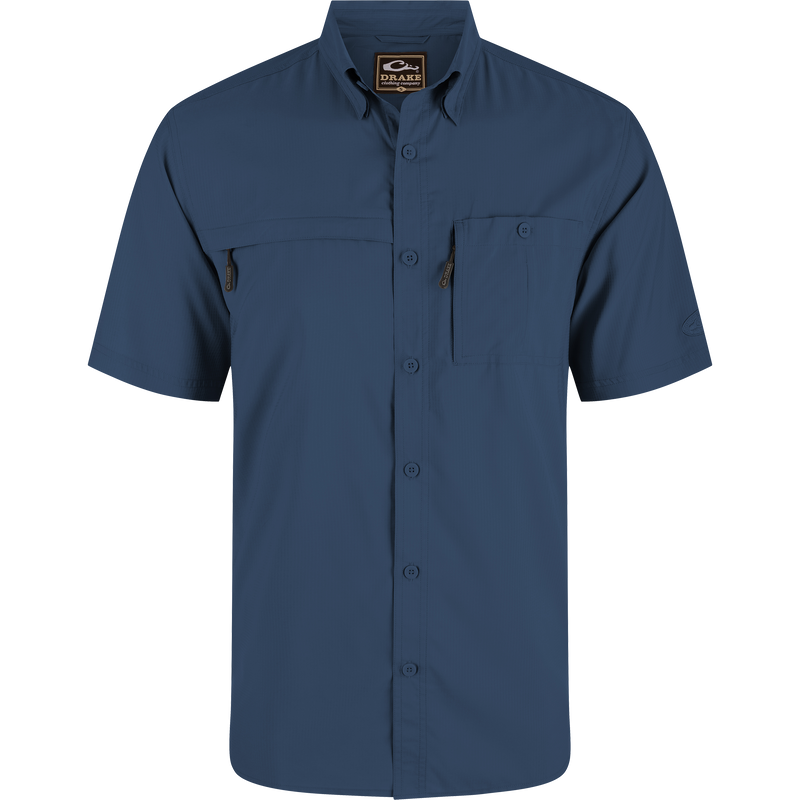 8-Shot Flyweight Shirt with vented cape back and chest pockets, designed for mobility and functionality, ideal for hunting and outdoor activities.