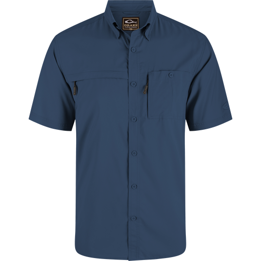 8-Shot Flyweight Shirt with vented cape back and chest pockets, designed for mobility and functionality, ideal for hunting and outdoor activities.