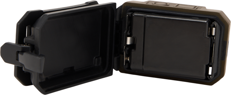 Lumen Headlamp EVO500 close-up showing metal handle and USB port, highlighting dual-fuel capability and 500 lumen output for versatile outdoor use.