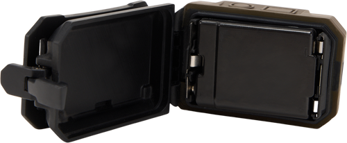 Lumen Headlamp EVO500 close-up showing metal handle and USB port, highlighting dual-fuel capability and 500 lumen output for versatile outdoor use.