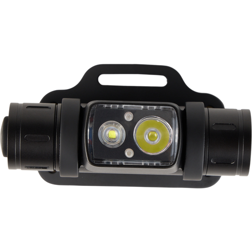 Lumen Headlamp EVO1500, featuring a rugged aluminum build, 180-degree rotation, rechargeable battery, and multiple light modes, ideal for hunting and outdoor activities.