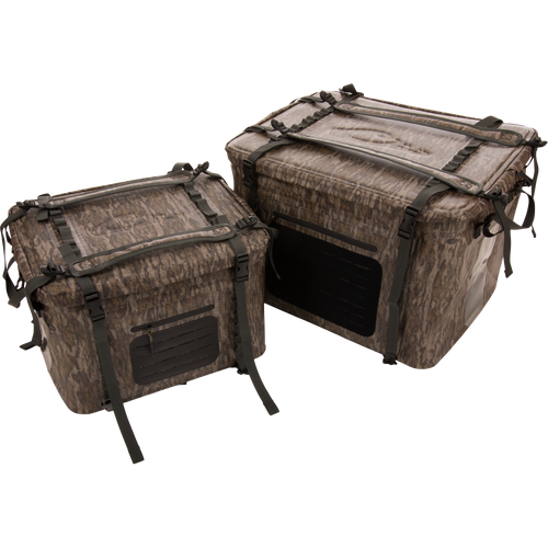 HND Carry All Collapsible Storage Bag in camouflage design, featuring reinforced sides, adjustable straps, and carry handles, ideal for rugged outdoor gear transport.