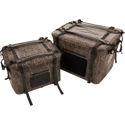 HND Carry All Collapsible Storage Bag in camouflage design, featuring reinforced sides, adjustable straps, and carry handles, ideal for rugged outdoor gear transport.