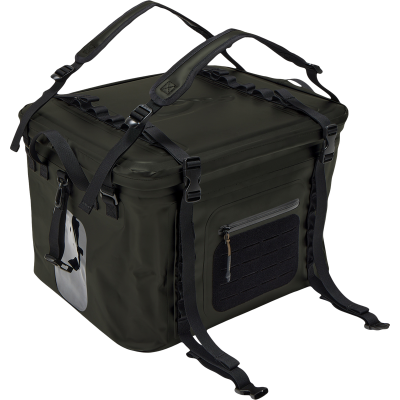 HND Carry All Collapsible Storage Bag with backpack straps, MOLLE loops, zippered pocket; ideal for outdoor adventures, featuring waterproof material and collapsible design.
