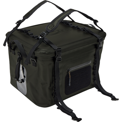 HND Carry All Collapsible Storage Bag with backpack straps, MOLLE loops, zippered pocket; ideal for outdoor adventures, featuring waterproof material and collapsible design.