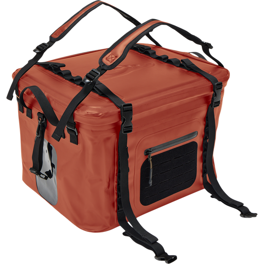 HND Carry All Collapsible Storage Bag with waterproof material, backpack straps, zippered pocket, see-through window, and Molle system compatibility for versatile, weatherproof gear storage.