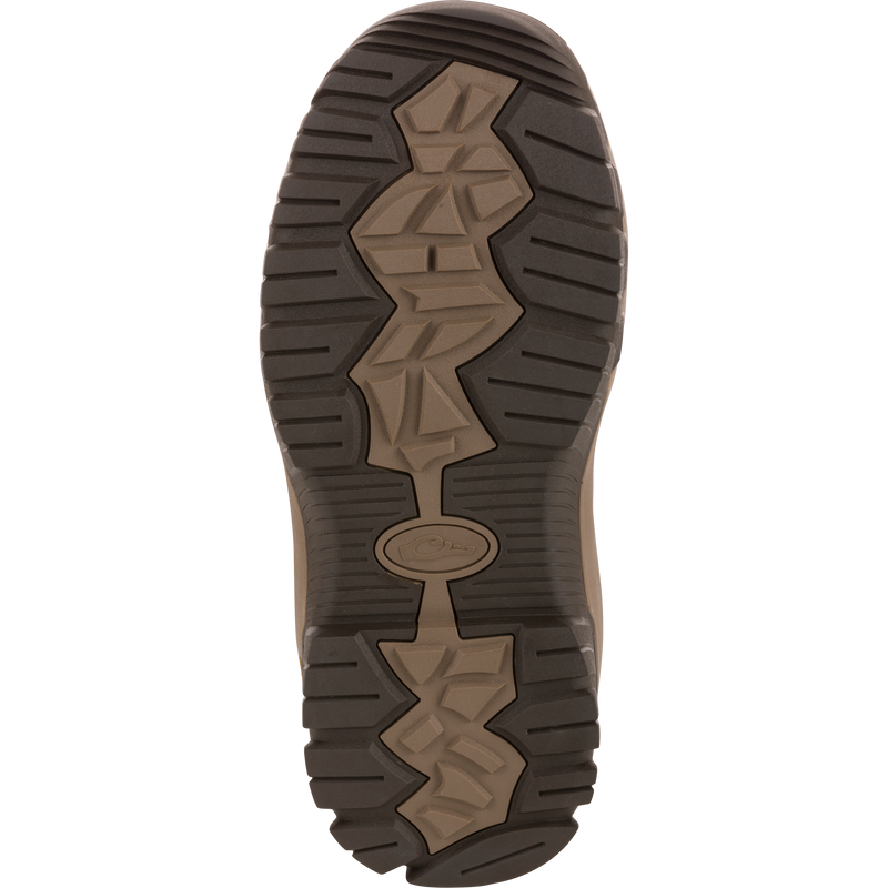 BMF1600 17 Rubber Boot with Primaloft Insulation features a lugged outsole with deep grooves, offering enhanced traction and durability for hunting and outdoor activities.