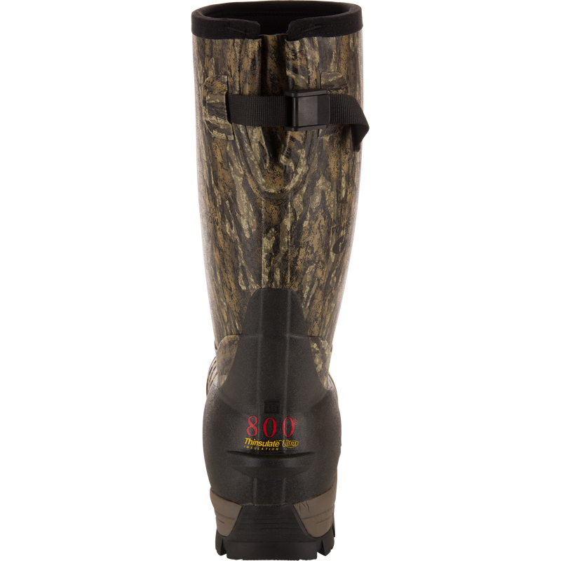 MST 16 Hybrid Mudder Boot 3.0, camo-patterned with adjustable strap, features 800g Thinsulate insulation for warmth, ideal for rugged, cold-weather terrain.