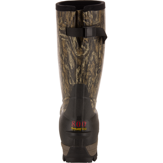 MST 16 Hybrid Mudder Boot 3.0, camo-patterned with adjustable strap, features 800g Thinsulate insulation for warmth, ideal for rugged, cold-weather terrain.