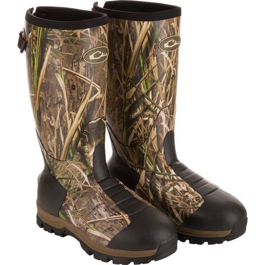 MST 16 Hybrid Mudder Boot 3.0, featuring camouflage-grass print, reinforced toe caps, rugged lug soles, 6mm neoprene, and 3M Thinsulate™ insulation for outdoor adventures.