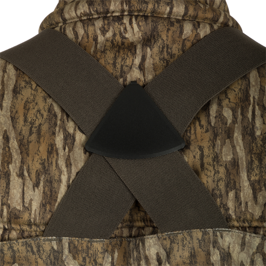 Uninsulated Guardian Elite Vanguard Breathable Wader: Close-up of straps. High-quality hunting gear for extreme conditions.