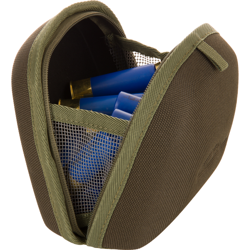 Canvas pouch with mesh inner pocket holding blue shotgun shells, related to the BMF1600 Kevlar Wader, showcasing Purewhitelaneshop's advanced hunting gear.