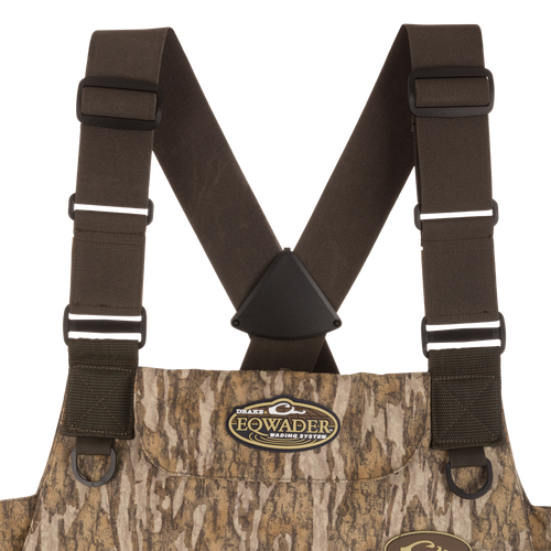 Insulated Breathable Chest Wader with Sewn-in Liner, featuring no-buckle, X-crossing-back shoulder straps and abrasion-resistant material for durability.