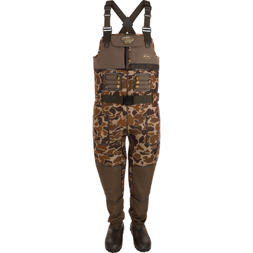Buckshot Eqwader 1600 Neoprene Wader 3.0 with reinforced seams, Hydro-Flex knees, and Buckshot Mud boots, designed for durable waterfowl hunting.