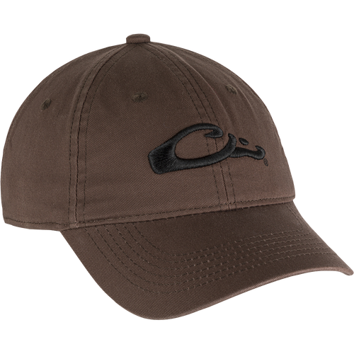 Cotton Twill Cap with a low-profile design, brass buckle back strap, and contoured bill, crafted from 100% cotton twill for comfortable, everyday wear.