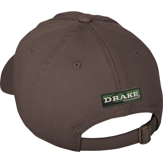 Cotton Twill Cap with low-profile design, brass buckle back strap, and contoured bill, made from 100% cotton twill for comfortable, versatile wear.