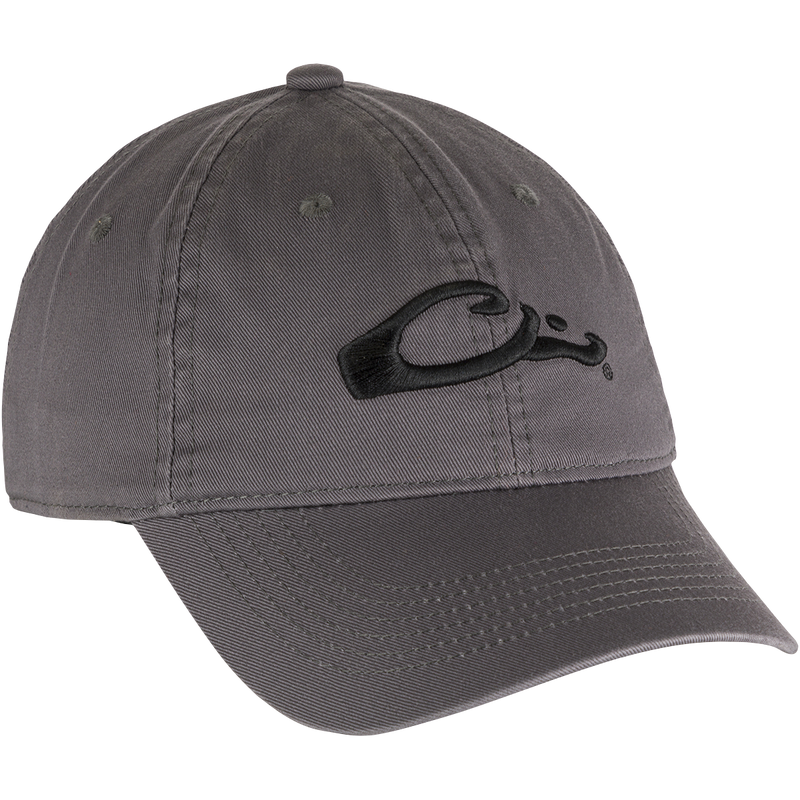 Cotton Twill Cap with low-profile design, contoured bill, and brass buckle back strap, crafted from 100% cotton twill for comfort and everyday wear.