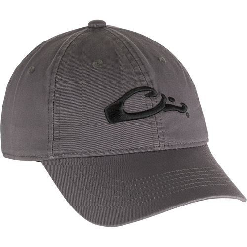 Cotton Twill Cap with low-profile design, contoured bill, and brass buckle back strap, crafted from 100% cotton twill for comfort and everyday wear.