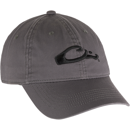 Cotton Twill Cap with low-profile design, contoured bill, and brass buckle back strap, crafted from 100% cotton twill for comfort and everyday wear.