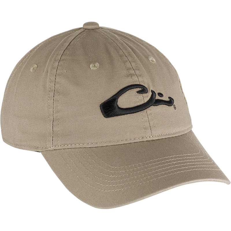 Cotton Twill Cap with a low-profile silhouette, brass buckle back strap, and contoured bill, crafted from 100% cotton twill for a comfortable fit.