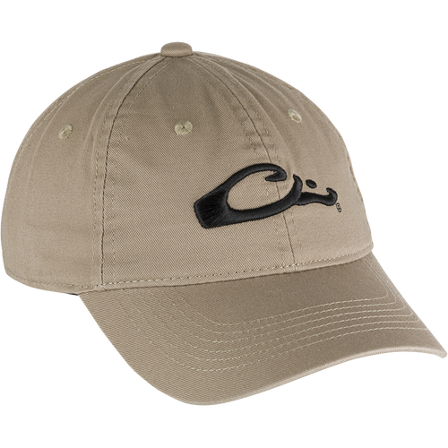 Cotton Twill Cap with a low-profile silhouette, brass buckle back strap, and contoured bill, crafted from 100% cotton twill for a comfortable fit.