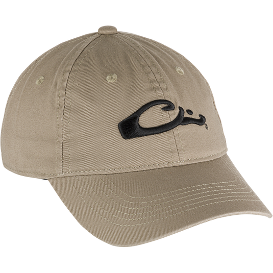 Cotton Twill Cap with a low-profile silhouette, brass buckle back strap, and contoured bill, crafted from 100% cotton twill for a comfortable fit.