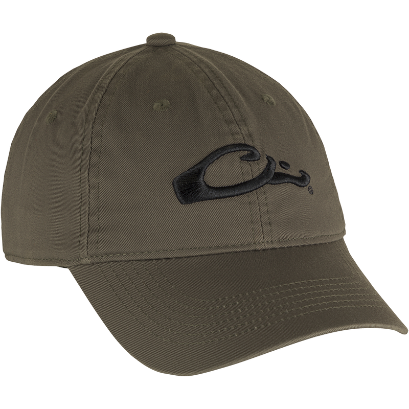 Cotton Twill Cap with a low-profile design, brass buckle back strap, and contoured bill, crafted from 100% cotton twill for comfort and style.