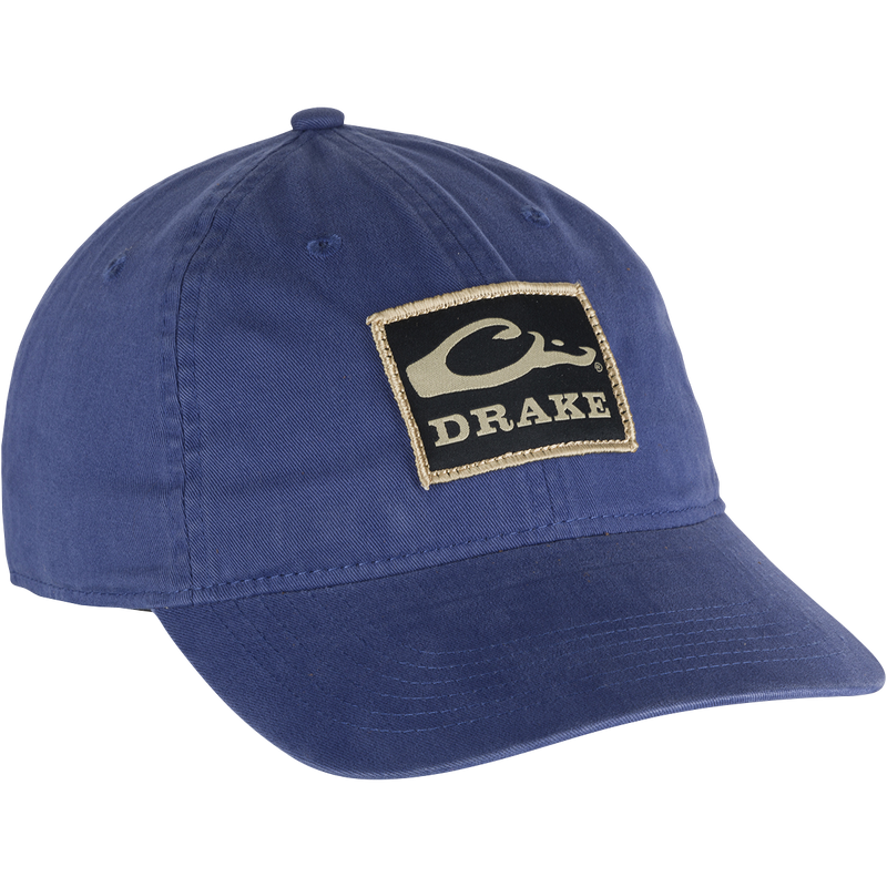 A low profile Cotton Twill Patch Cap with a logo on it.