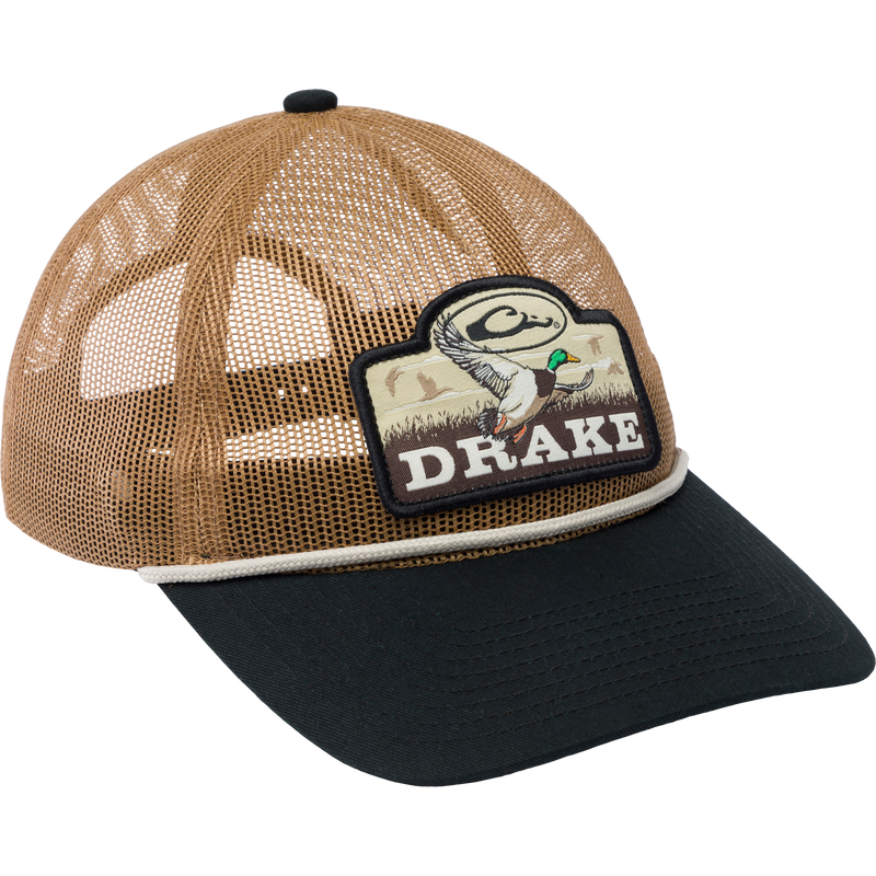 Drake Mallard All Mesh Cap with a duck patch, featuring breathable mesh panels, pre-curved visor, and adjustable snap back closure for comfortable wear.