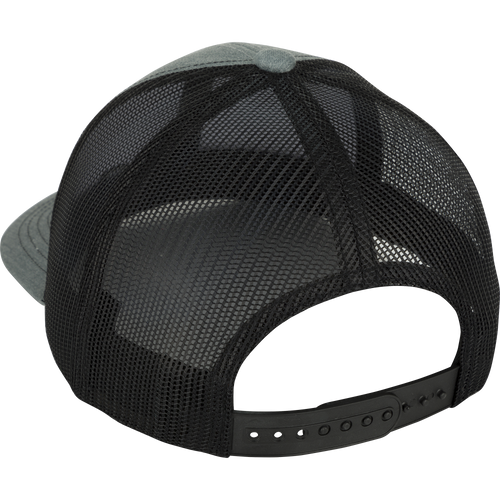 Enid Mesh Back Cap: a hat with a black mesh back and a rubber band with holes.