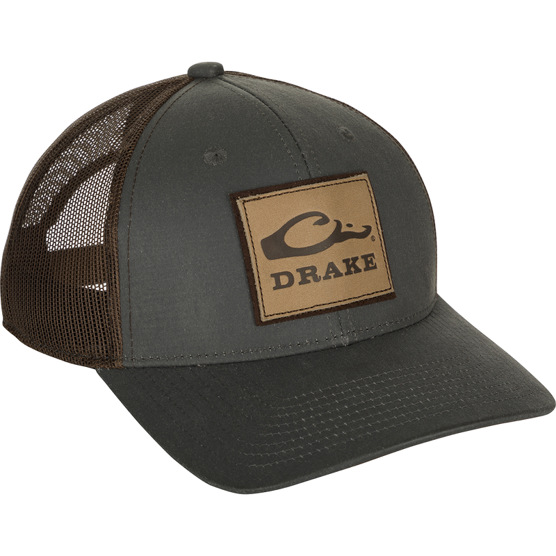Drake Logo on a weathered cotton/poly structured trucker hat. Comfortable and ruggedly handsome.