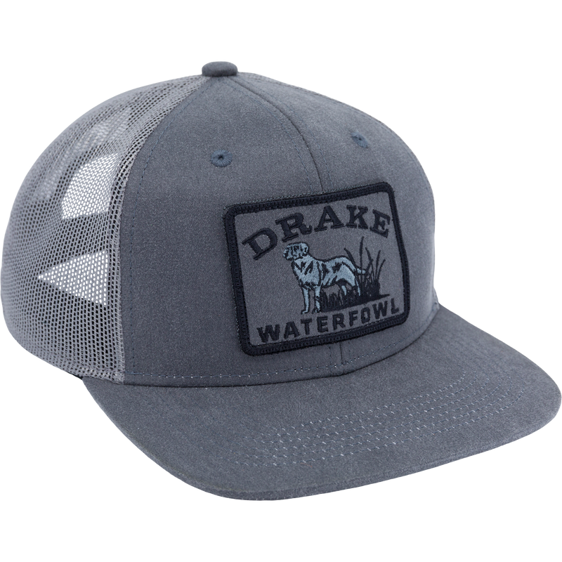 Dog Patch Mesh Back Cap featuring an embroidered dog patch on the front, structured six-panel design, and breathable mesh back for enhanced comfort and style.