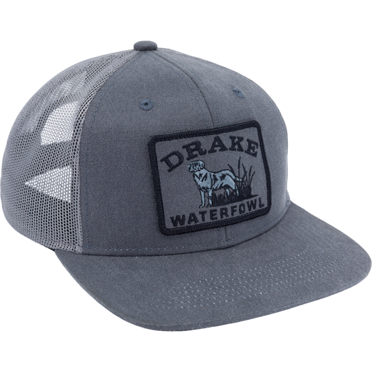 Dog Patch Mesh Back Cap featuring an embroidered dog patch on the front, structured six-panel design, and breathable mesh back for enhanced comfort and style.