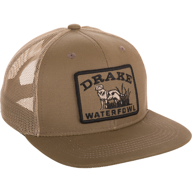 Dog Patch Mesh Back Cap featuring an embroidered dog patch, breathable mesh back, and structured six-panel design, ideal for outdoor enthusiasts seeking style and functionality.