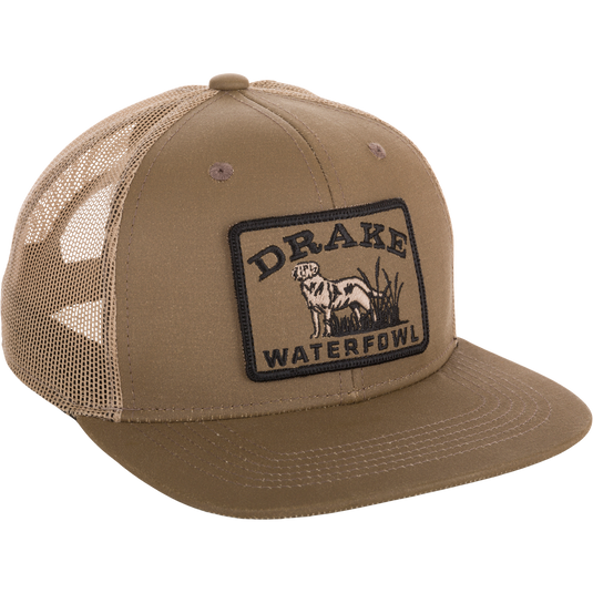 Dog Patch Mesh Back Cap featuring an embroidered dog patch, breathable mesh back, and structured six-panel design, ideal for outdoor enthusiasts seeking style and functionality.