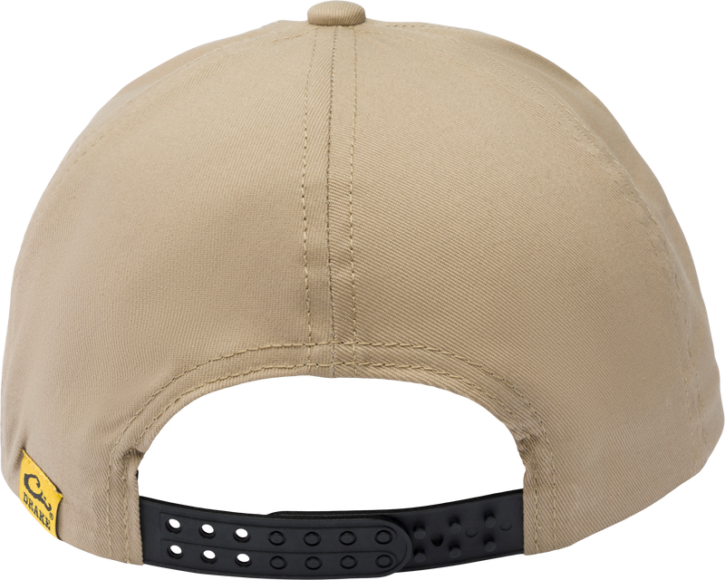 Drake Lab Patch Rope Cap with black straps, flat visor with rope detail, and adjustable snap-back closure, offering breathability and sun protection.