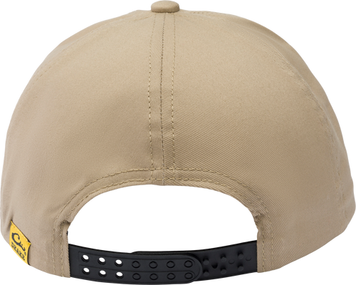 Drake Lab Patch Rope Cap with black straps, flat visor with rope detail, and adjustable snap-back closure, offering breathability and sun protection.