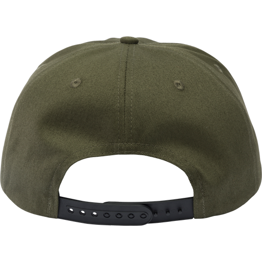 Drake Crusher Rope Cap with crushable foam flat visor, black band, and adjustable snap-back closure, ideal for hunting and outdoor activities.