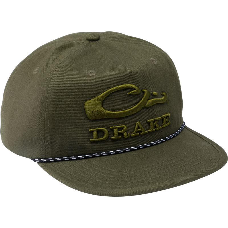 Drake Crusher Rope Cap featuring a crushable construction with a flat foam bill, rope details, and an adjustable snap-back closure for personalized fit.