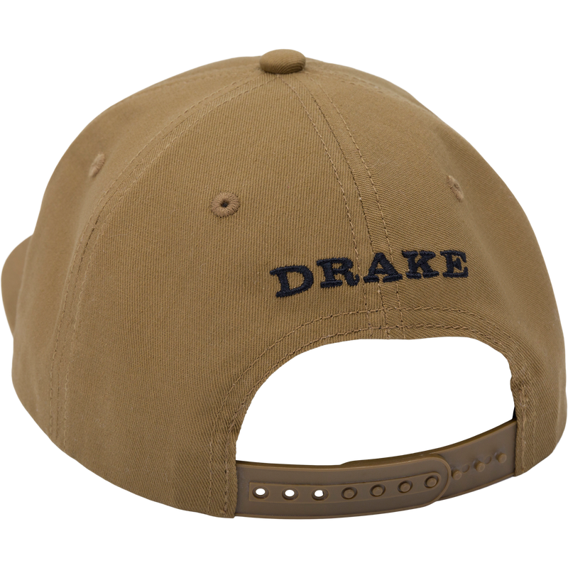 Sportin' A Woodie Rope Cap, a cotton twill 5-panel hat with flat visor and rope trim, featuring adjustable snap back for a comfortable fit.