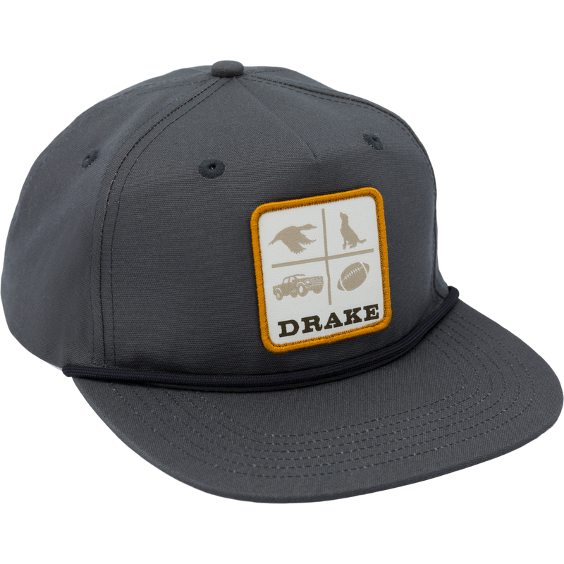 Drake X Lost Hat DDTF Goat Rope Cap with logo, featuring a mesh buckram, adjustable snap-back, and signature 550 Paracord.