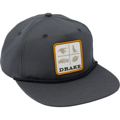 Drake X Lost Hat DDTF Goat Rope Cap with logo, featuring a mesh buckram, adjustable snap-back, and signature 550 Paracord.