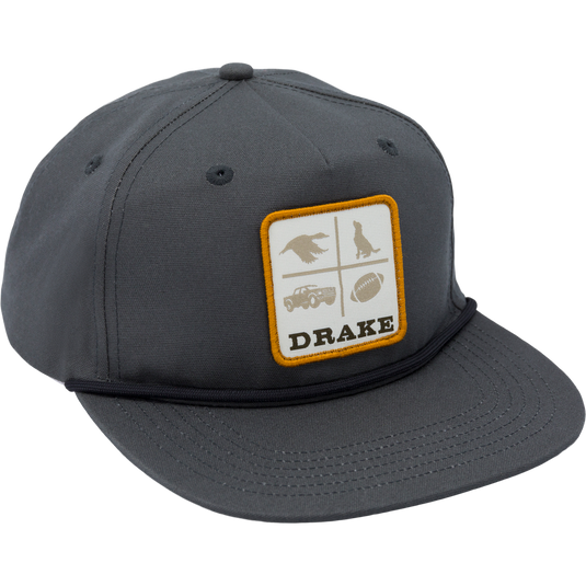Drake X Lost Hat DDTF Goat Rope Cap with logo, featuring a mesh buckram, adjustable snap-back, and signature 550 Paracord.