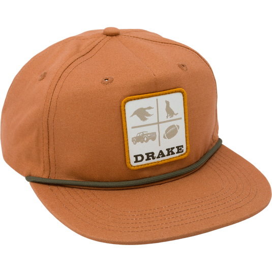 Drake X Lost Hat DDTF Goat Rope Cap featuring a white patch and 550 Paracord, with adjustable snap-back and flat visor for personalized fit.