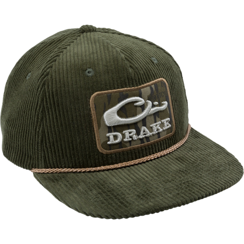 OG Bottomland Patch Cord Rope Hat featuring an unstructured mid-crown design with a camo patch and rope detail, ideal for stylish outdoor adventures.