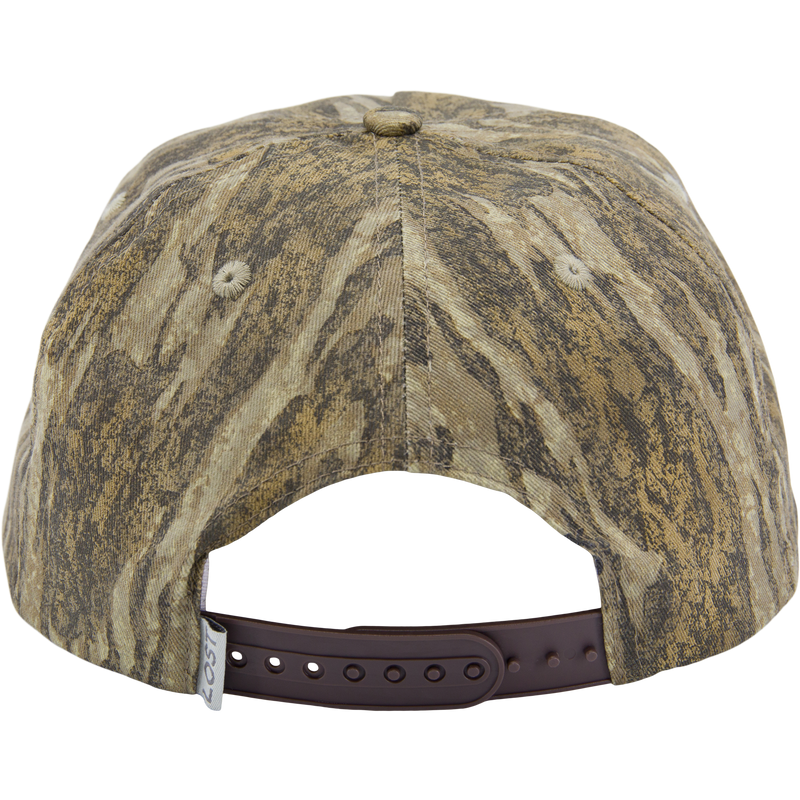 Non-Typical X Lost Hat Goat Rope Hat with camo pattern, featuring a snapback closure and a KOST tag, designed for adjustable comfort and adventure readiness.